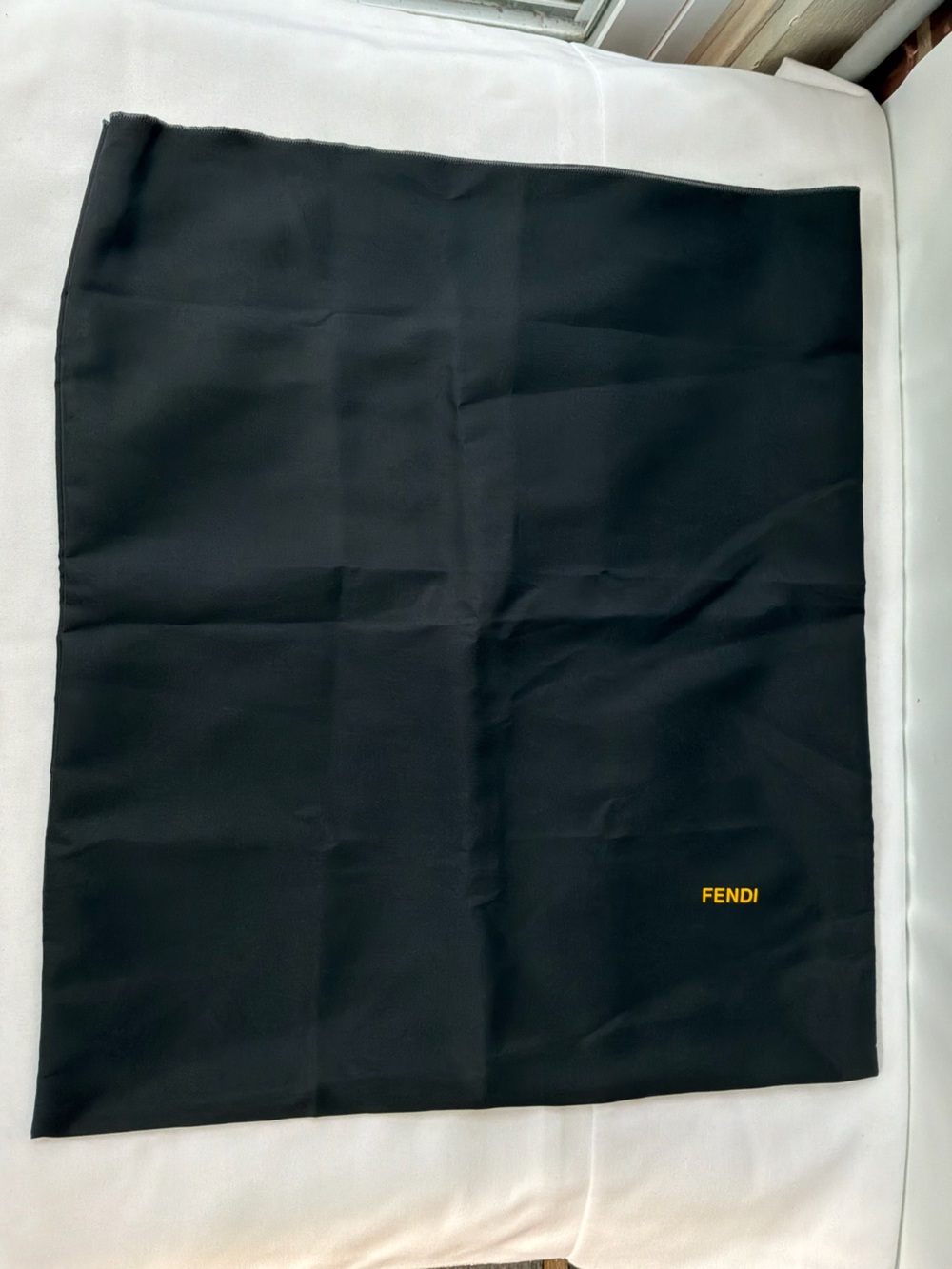 FENDI Dust Bag Storage Purse Cover Pouch Black Roma Satin Yellow Logo 22 X 19